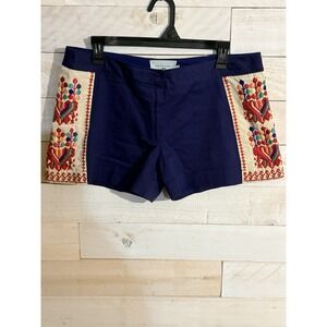 Judith March Blue Floral Embroidered  Shorts Size Large Fast Ship